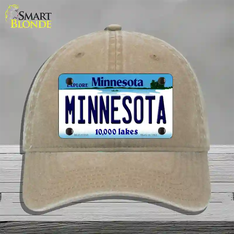 Minnesota State Novelty License Plate Hat Unconstructed Cotton / Khaki