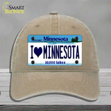 I Love Minnesota Novelty License Plate Hat Unconstructed Cotton / Khaki