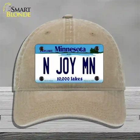 N Joy MN Minnesota Novelty License Plate Hat Unconstructed Cotton / Khaki