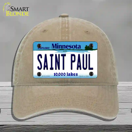 Saint Paul Minnesota State Novelty License Plate Hat Unconstructed Cotton / Khaki