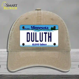 Duluth Minnesota State Novelty License Plate Hat Unconstructed Cotton / Khaki