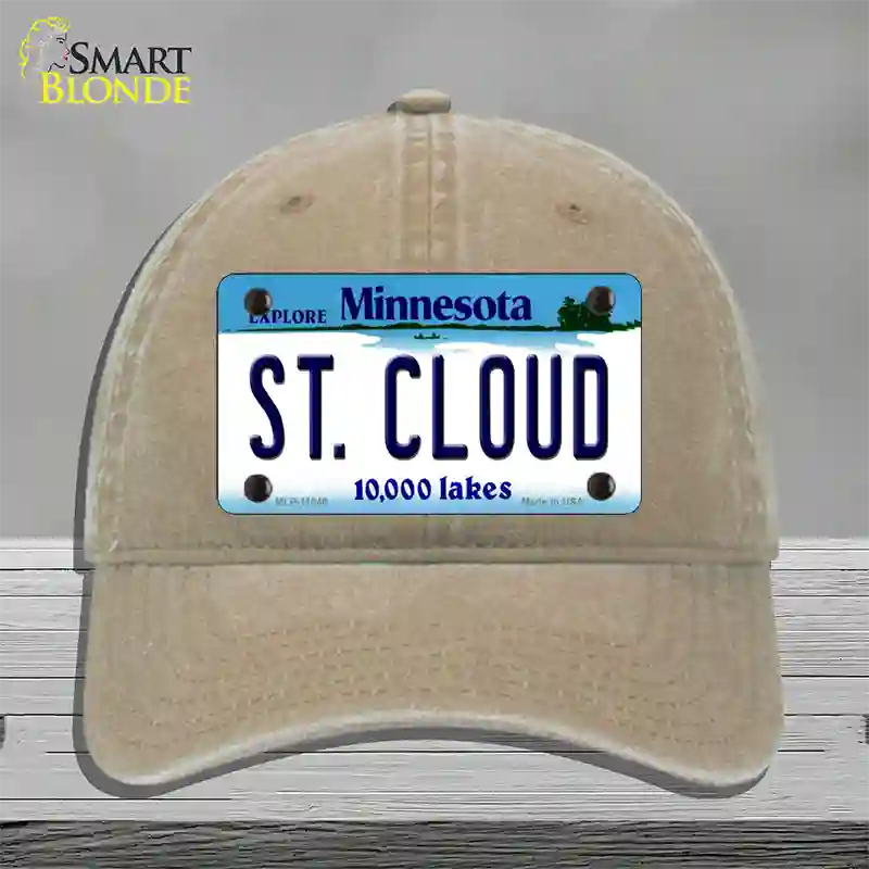 St Cloud Minnesota State Novelty License Plate Hat Unconstructed Cotton / Khaki