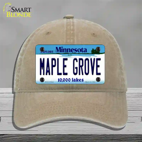 Maple Grove Minnesota State Novelty License Plate Hat Unconstructed Cotton / Khaki