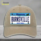 Burnsville Minnesota State Novelty License Plate Hat Unconstructed Cotton / Khaki