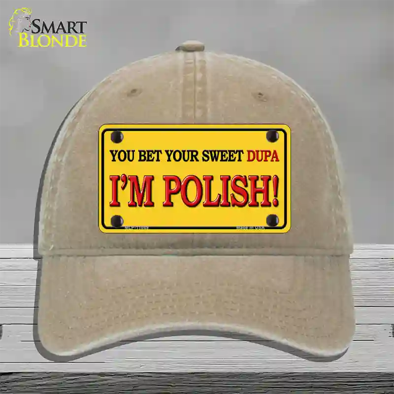 Im Polish Yellow Novelty License Plate Hat Unconstructed Cotton / Khaki