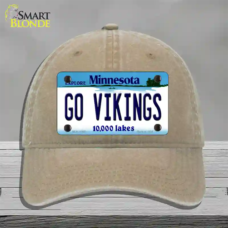 Go Vikings Minnesota Novelty License Plate Hat Unconstructed Cotton / Khaki