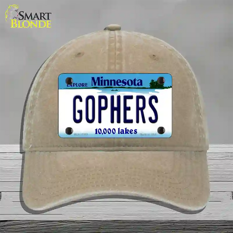 Gophers Minnesota State Novelty License Plate Hat Unconstructed Cotton / Khaki