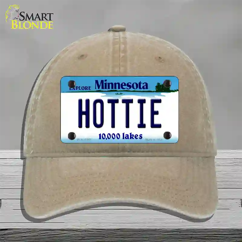 Hottie Minnesota State Novelty License Plate Hat Unconstructed Cotton / Khaki