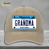 Grandma Minnesota State Novelty License Plate Hat Unconstructed Cotton / Khaki