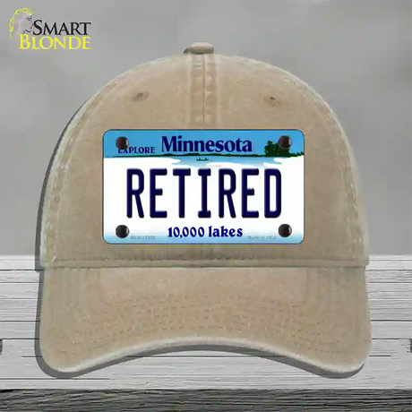 Retired Minnesota State Novelty License Plate Hat Unconstructed Cotton / Khaki