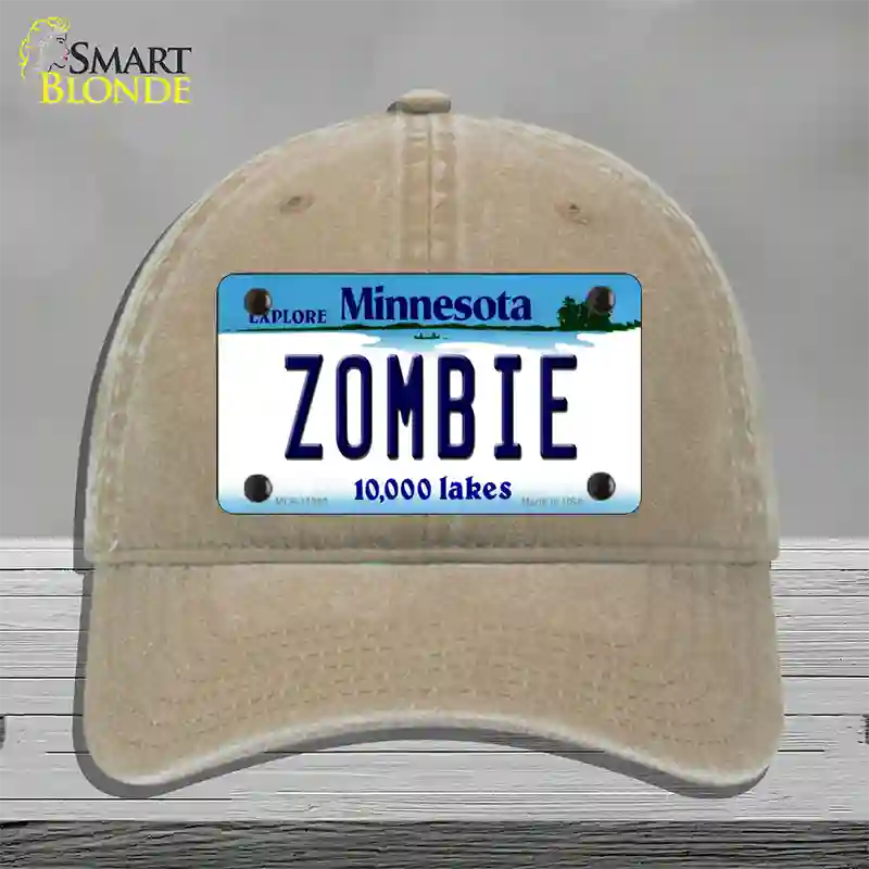 Zombie Minnesota State Novelty License Plate Hat Unconstructed Cotton / Khaki