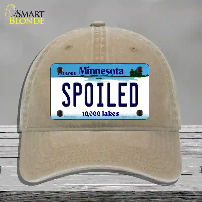 Spoiled Minnesota State Novelty License Plate Hat Unconstructed Cotton / Khaki