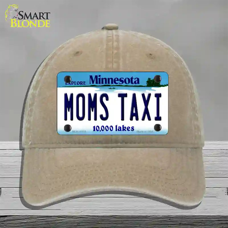 Moms Taxi Minnesota State Novelty License Plate Hat Unconstructed Cotton / Khaki