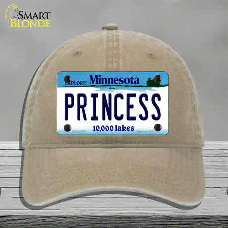 Princess Minnesota State Novelty License Plate Hat Unconstructed Cotton / Khaki