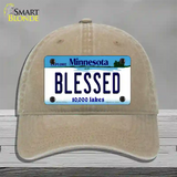 Blessed Minnesota State Novelty License Plate Hat Unconstructed Cotton / Khaki