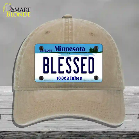 Blessed Minnesota State Novelty License Plate Hat Unconstructed Cotton / Khaki