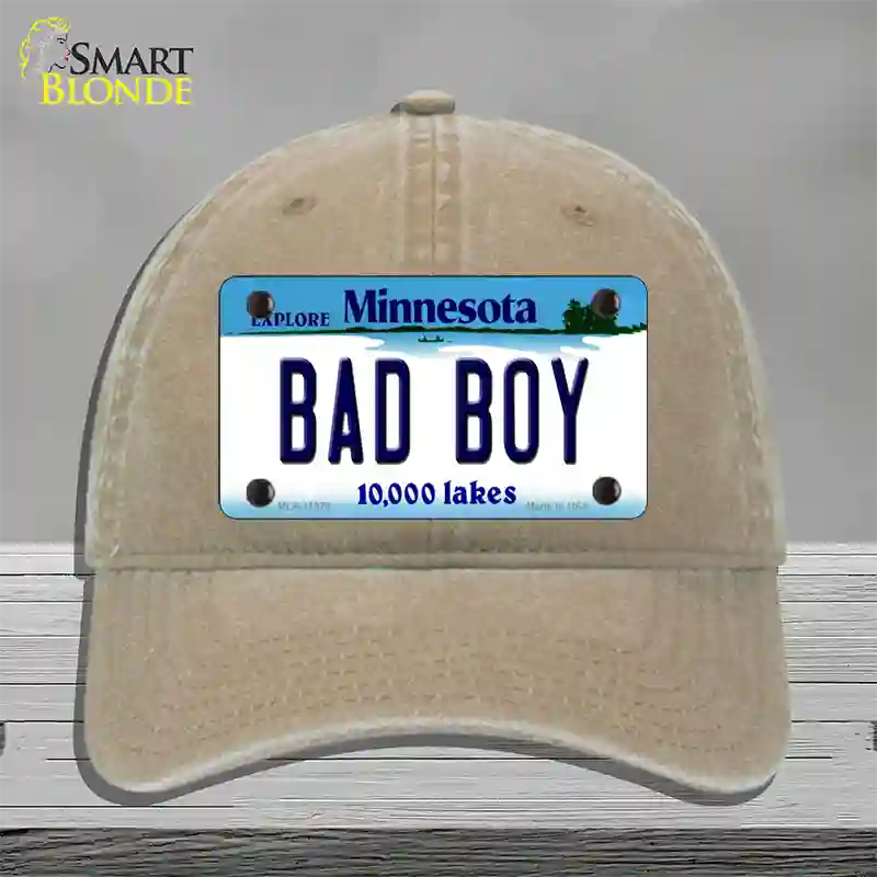 Bad Boy Minnesota State Novelty License Plate Hat Unconstructed Cotton / Khaki