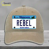 Rebel Minnesota State Novelty License Plate Hat Unconstructed Cotton / Khaki