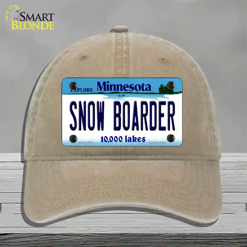 Snow Boarder Minnesota State Novelty License Plate Hat Unconstructed Cotton / Khaki