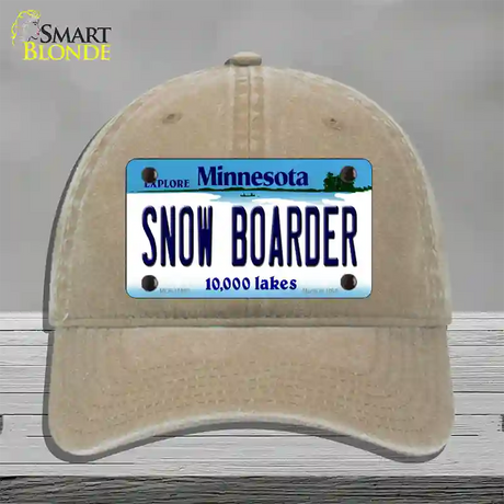 Snow Boarder Minnesota State Novelty License Plate Hat Unconstructed Cotton / Khaki