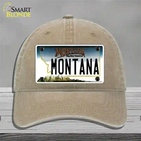 Montana State Novelty License Plate Hat Unconstructed Cotton / Khaki