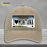 I Love Montana State Novelty License Plate Hat Unconstructed Cotton / Khaki