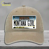 Montana Girl State Novelty License Plate Hat Unconstructed Cotton / Khaki