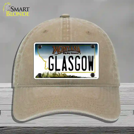 Glasgow Montana State Novelty License Plate Hat Unconstructed Cotton / Khaki