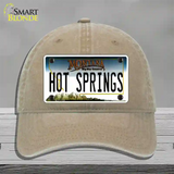 Hot Springs Montana State Novelty License Plate Hat Unconstructed Cotton / Khaki