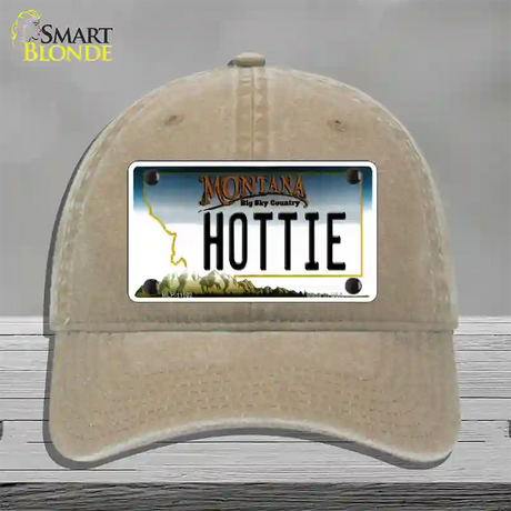 Hottie Montana State Novelty License Plate Hat Unconstructed Cotton / Khaki