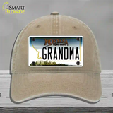 Grandma Montana State Novelty License Plate Hat Unconstructed Cotton / Khaki