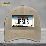 Jesus Montana State Novelty License Plate Hat Unconstructed Cotton / Khaki