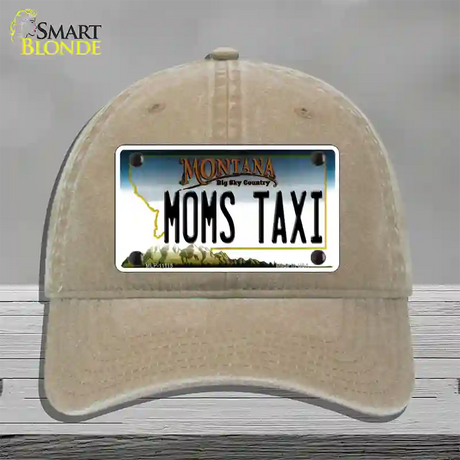 Moms Taxi Montana State Novelty License Plate Hat Unconstructed Cotton / Khaki