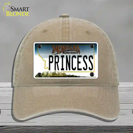 Princess Montana State Novelty License Plate Hat Unconstructed Cotton / Khaki