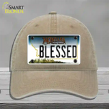 Blessed Montana State Novelty License Plate Hat Unconstructed Cotton / Khaki