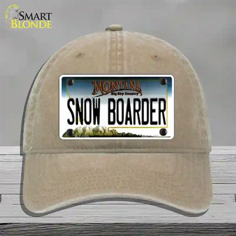 Snow Boarder Montana State Novelty License Plate Hat Unconstructed Cotton / Khaki