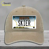 Skier Montana State Novelty License Plate Hat Unconstructed Cotton / Khaki