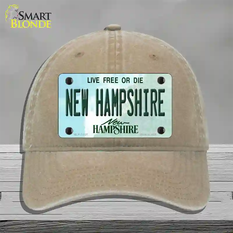 New Hampshire State Novelty License Plate Hat Unconstructed Cotton / Khaki