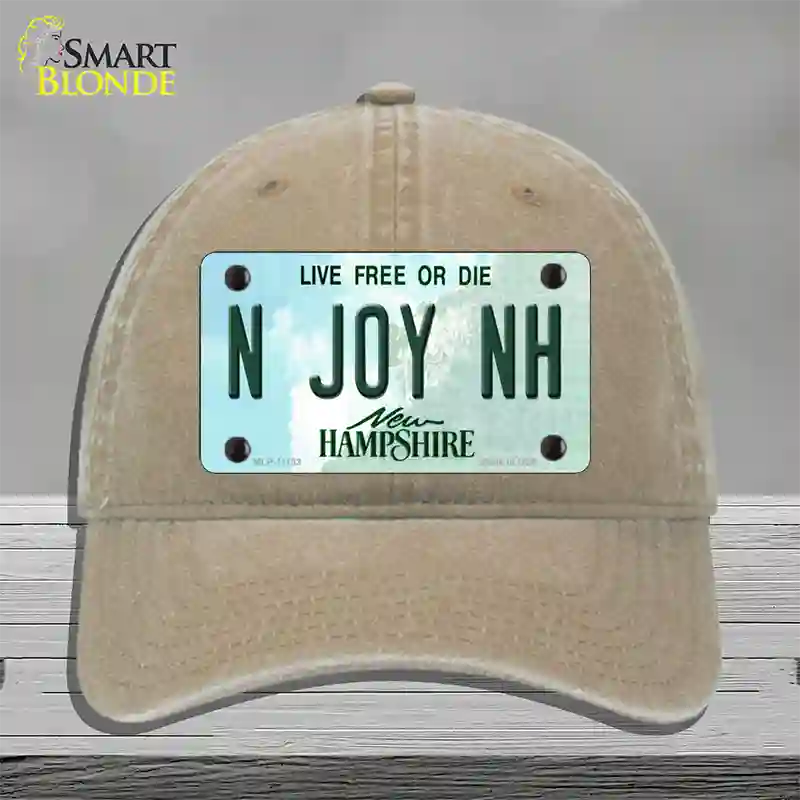 N Joy NH New Hampshire State Novelty License Plate Hat Unconstructed Cotton / Khaki