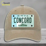 Concord New Hampshire State Novelty License Plate Hat Unconstructed Cotton / Khaki