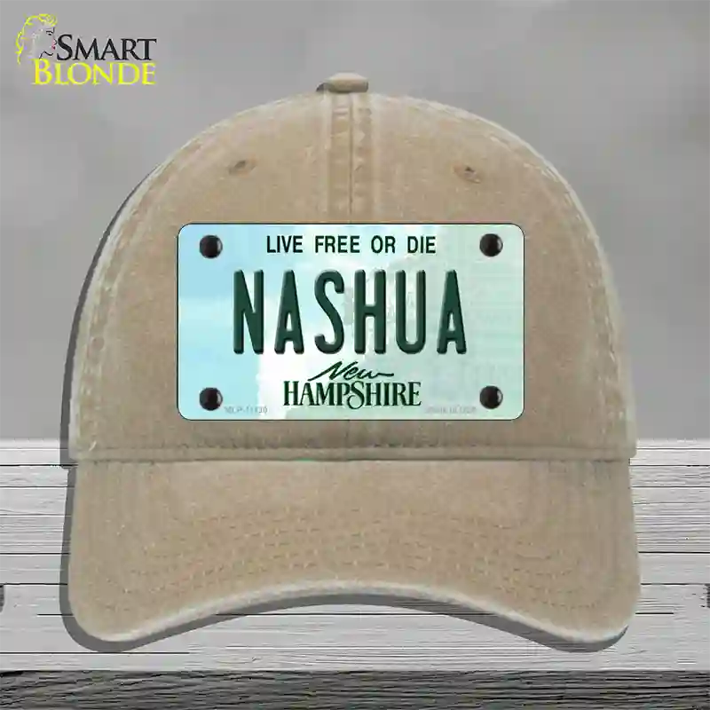 Nashua New Hampshire State Novelty License Plate Hat Unconstructed Cotton / Khaki