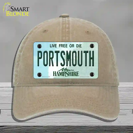 Portsmouth New Hampshire State Novelty License Plate Hat Unconstructed Cotton / Khaki