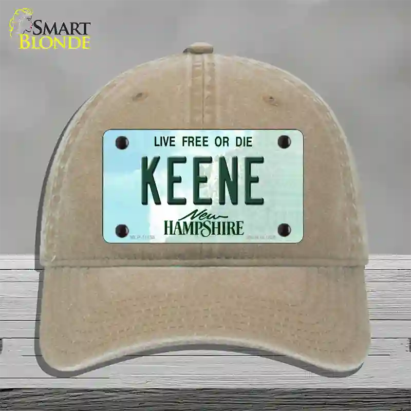 Keene New Hampshire State Novelty License Plate Hat Unconstructed Cotton / Khaki