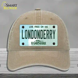 Londonderry New Hampshire State Novelty License Plate Hat Unconstructed Cotton / Khaki