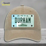 Durham New Hampshire State Novelty License Plate Hat Unconstructed Cotton / Khaki