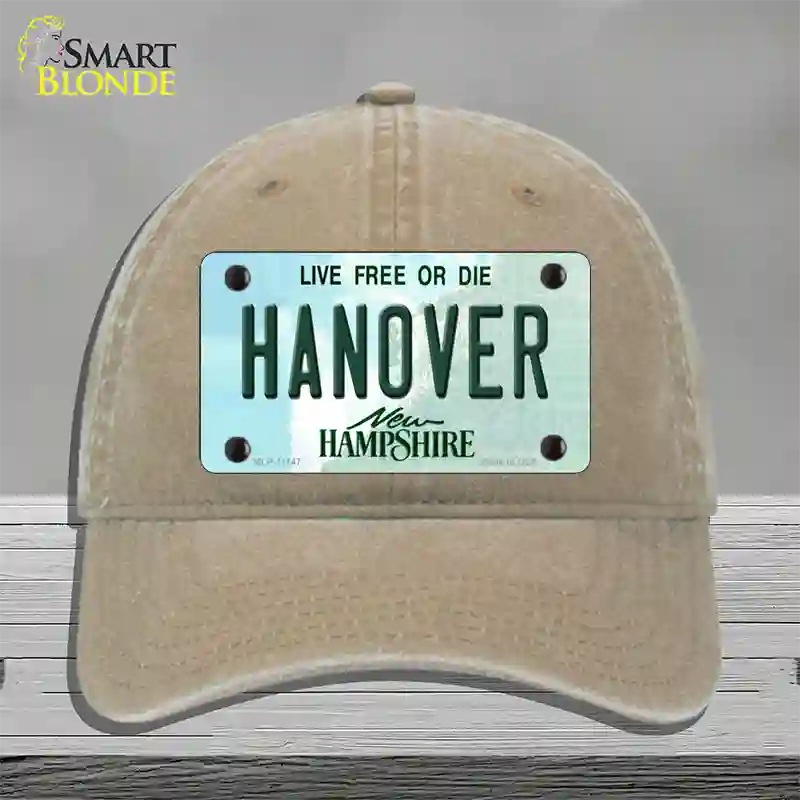 Hanover New Hampshire State Novelty License Plate Hat Unconstructed Cotton / Khaki