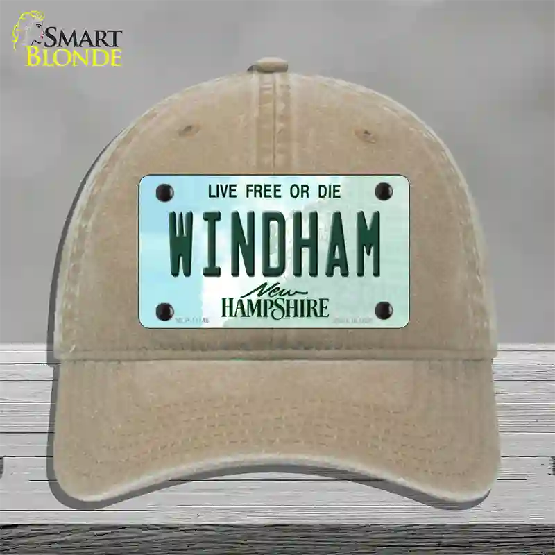 Windham New Hampshire State Novelty License Plate Hat Unconstructed Cotton / Khaki