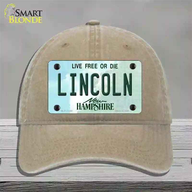 Lincoln New Hampshire State Novelty License Plate Hat Unconstructed Cotton / Khaki