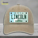 Lincoln New Hampshire State Novelty License Plate Hat Unconstructed Cotton / Khaki