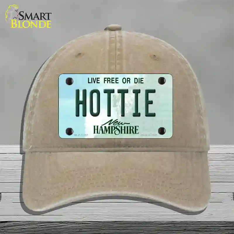 Hottie New Hampshire State Novelty License Plate Hat Unconstructed Cotton / Khaki